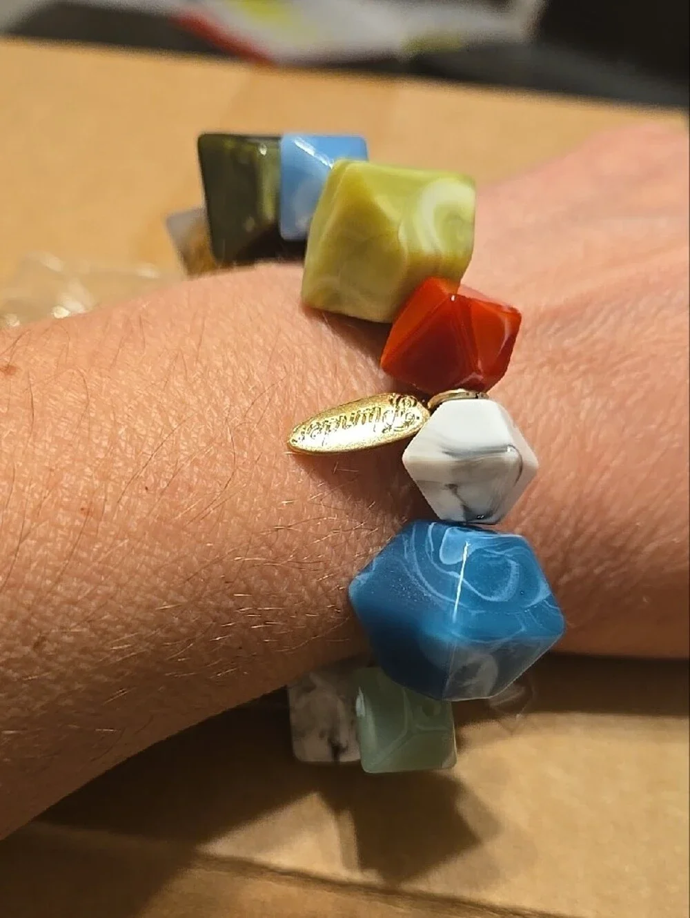 NWT Plunder Multicolor Resin Geometric Bead Bracelet -